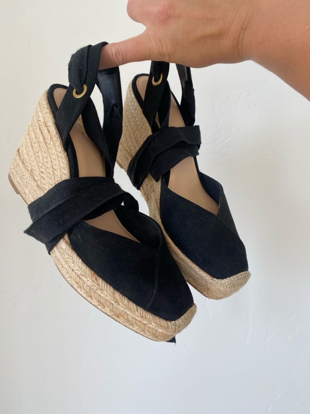 Zara Black Espadrille Wedge Wrap Sandals